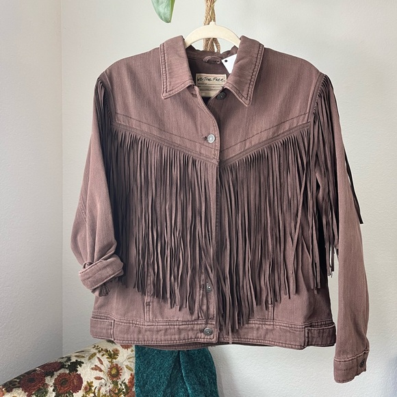 Brown fringe cowboy denim jacket - Picture 5 of 12
